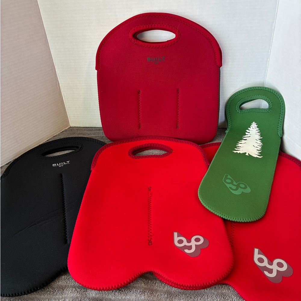 Red and Green Neoprene Wine Totes